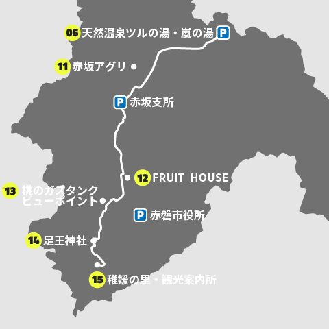 吉備国フルーツ＆伝説コース地図