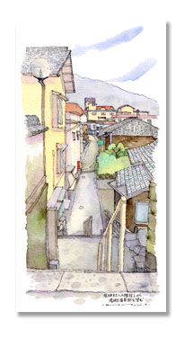 湯郷温泉街を望む