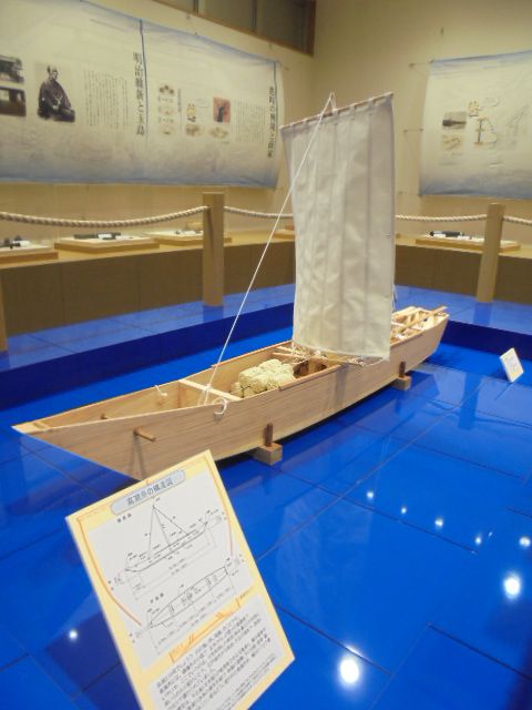 展示されている高瀬舟の模型