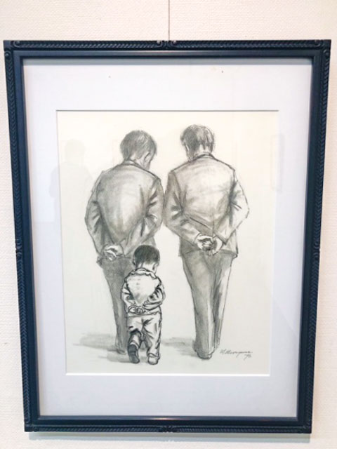 男二人と子どもを描いた作品