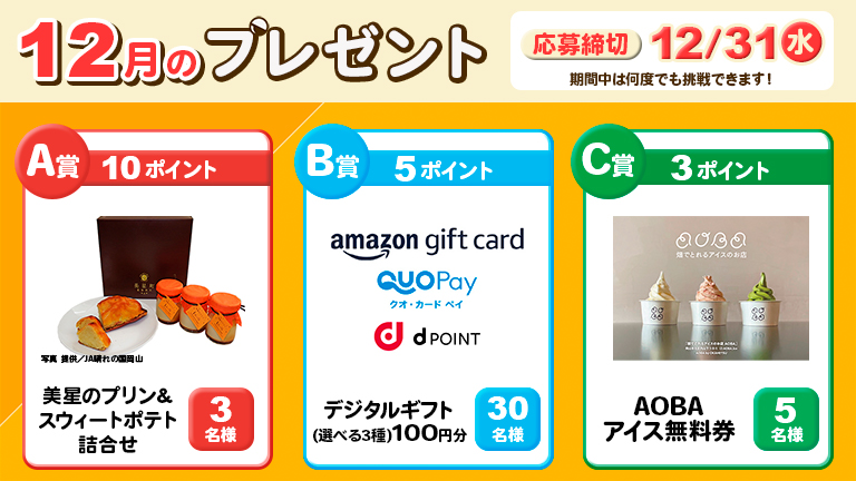 ポイントプレゼント12月