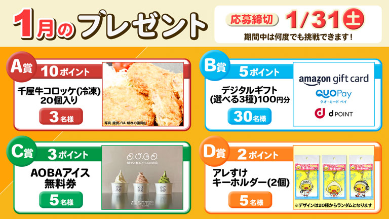 ポイントプレゼント1月