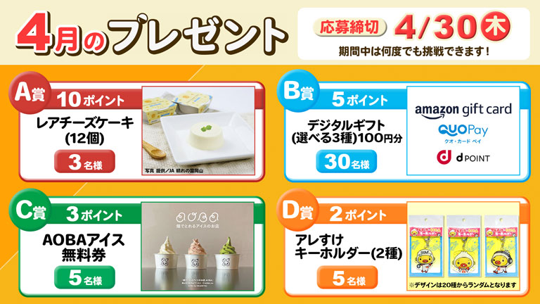 ポイントプレゼント4月