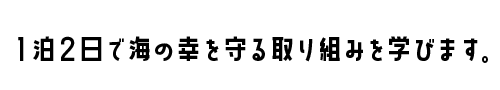 1泊2日で海の幸を守る取り組みを学びます