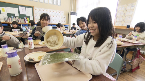 真庭里海米でおにぎりを作りました