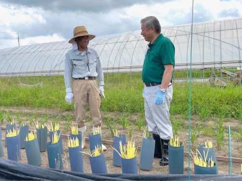 話しをする金光副組合長と井平さん