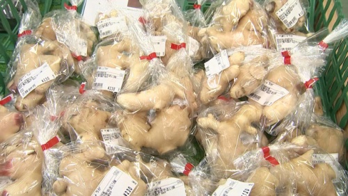 直売所の店内 新ショウガ