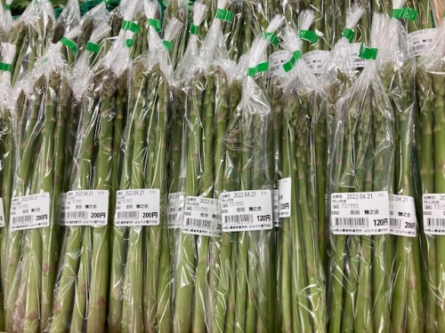 はなやか瀬戸内店内で販売されているアスパラ