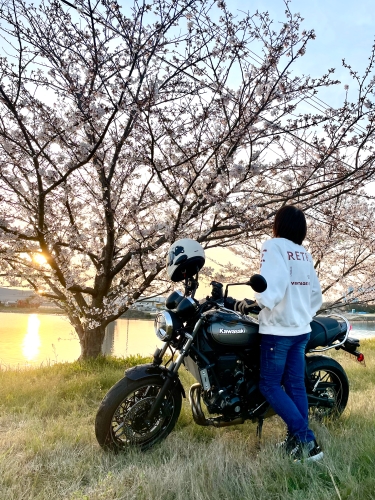 愛車とサクラと夕日 | 岡山市　えいきちさん