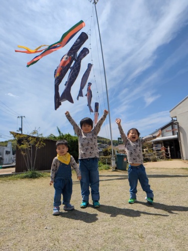 デニム柄鯉のぼり | 倉敷市 だんご3兄弟さん