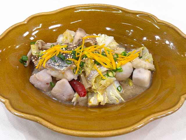 柚子風味の里芋と白菜の炒め煮