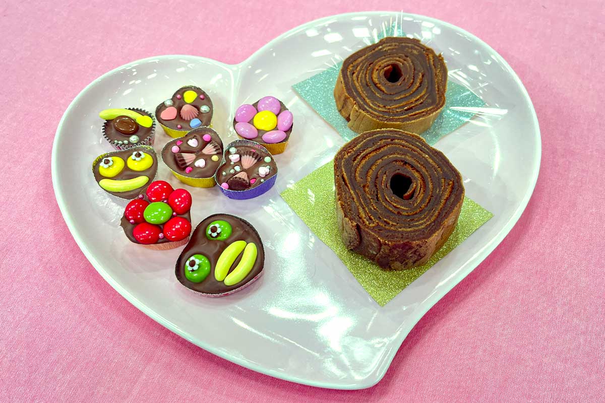 チョコバウムクーヘンとカラフルデコチョコ