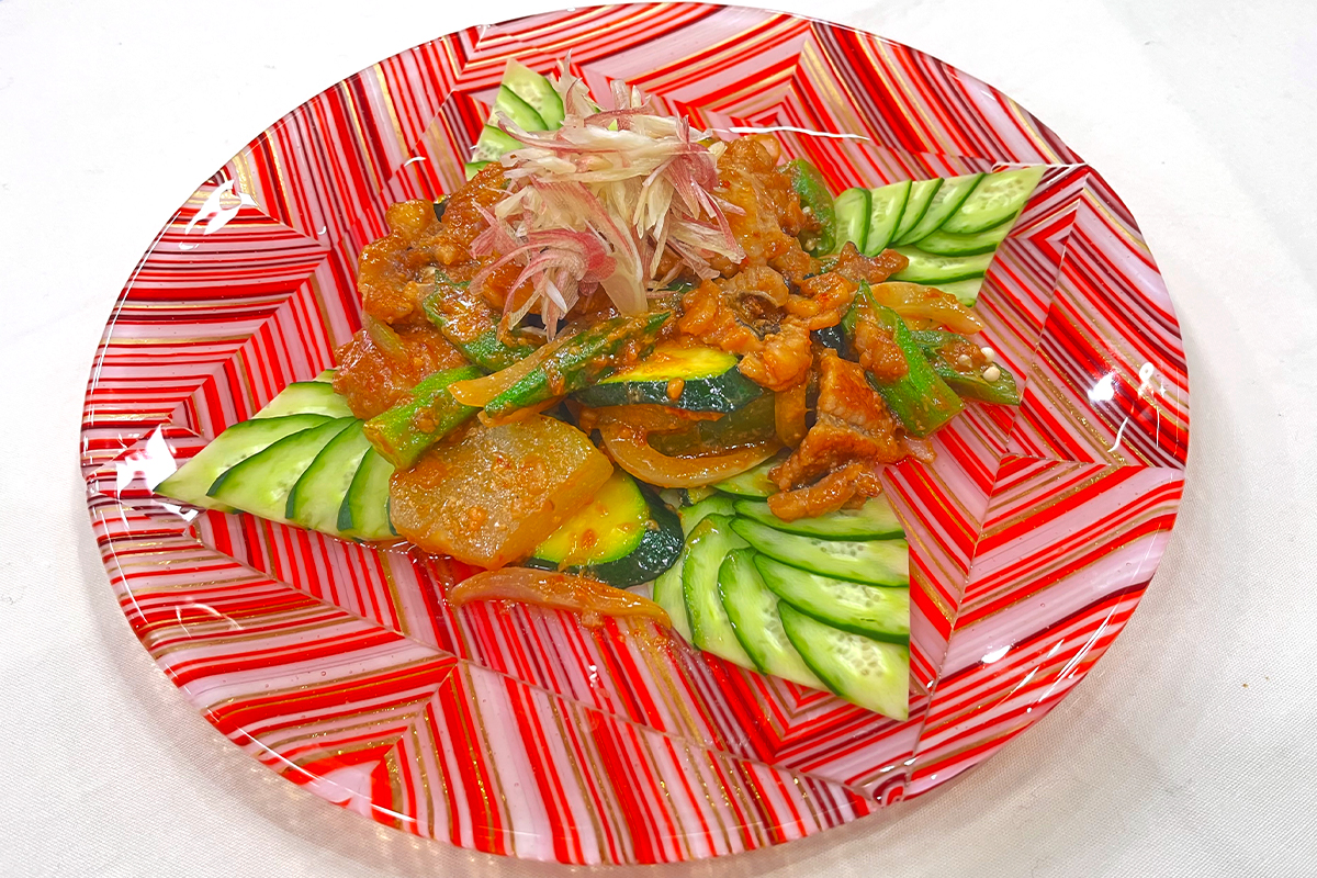 ハモと夏野菜のピリ辛スタミナ炒め
