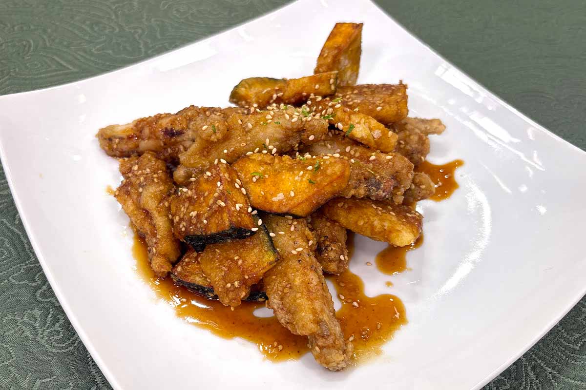 鶏とかぼちゃの甘辛揚げ