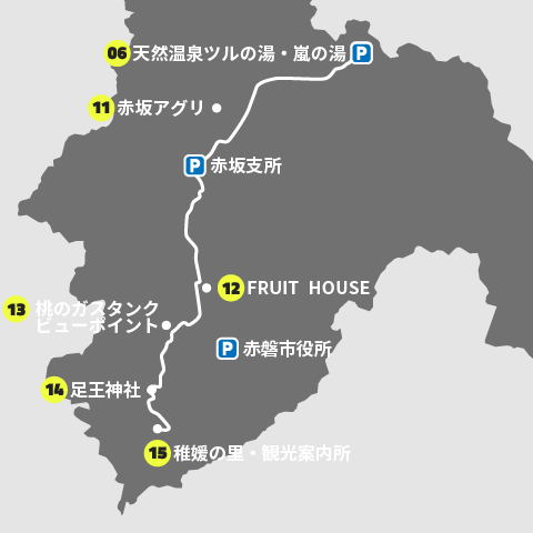 吉備国フルーツ&伝説コース地図